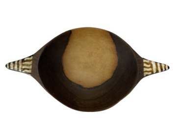 Preview: Ovale Olivenholzschale mit Knochenbatik